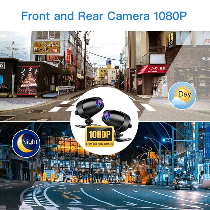 WiFi Motorcycle DVR Dash Cam 1080P+1080P Full HD Front Rear View Waterproof Motorcycle Camera GPS Logger Recorder Box