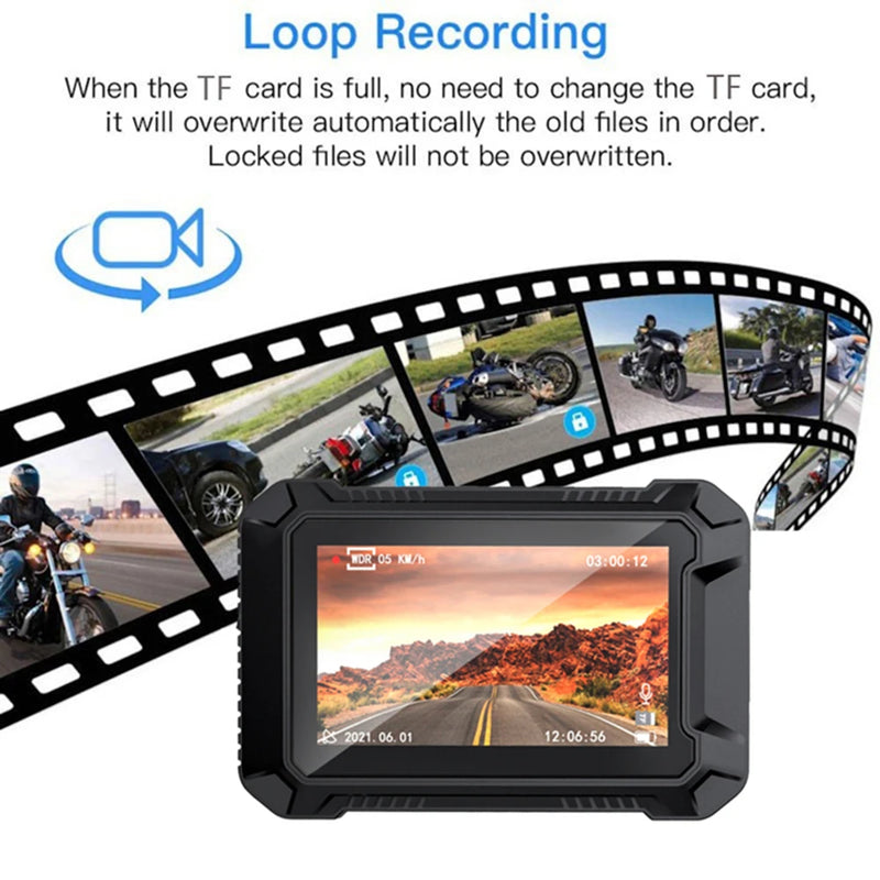 WiFi motocykl DVR kamera na deskę rozdzielczą 1080P + 1080P Full HD widok z przodu z tyłu wodoodporna kamera motocyklowa rejestrator GPS rejestrator