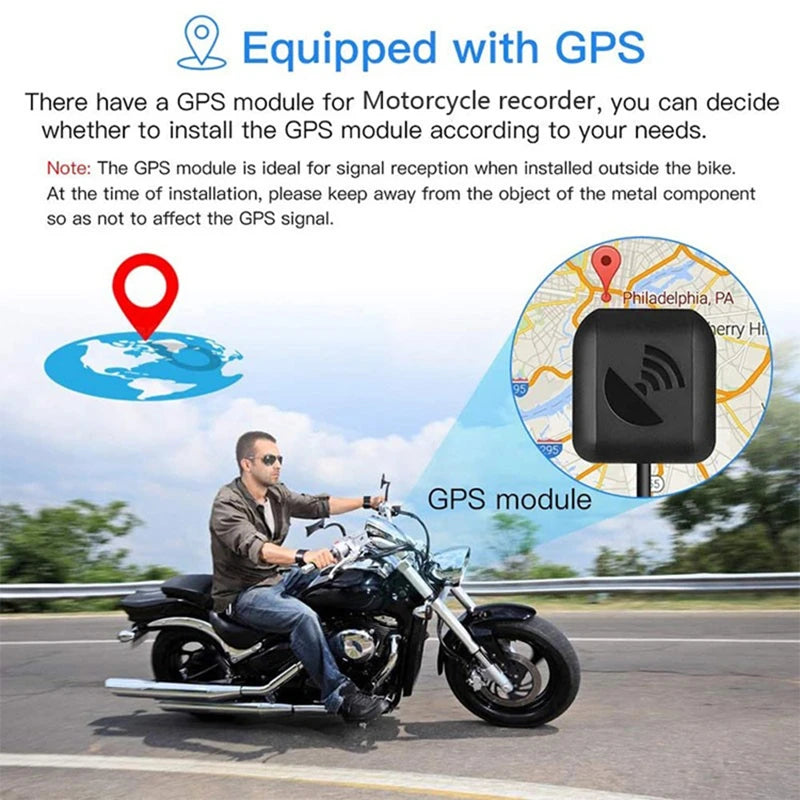 Caméra de tableau de bord DVR pour moto, WiFi, 1080P + 1080P, Full HD, vue avant et arrière, étanche, enregistreur GPS, boîte d'enregistrement