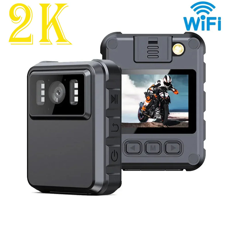 Wifi 핫스팟 바디 카메라 2K 법 집행 레코더 DVR IR 야간 투시경 웨어러블 캠 자전거 오토바이 방수 미니 캠코더
