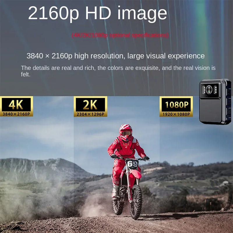 Kamera Badan Hotspot Wifi 2K Perakam Penguatkuasaan Undang-undang DVR IR Penglihatan Malam Boleh Dipakai Cam Basikal Motosikal Kalis Air Kamkoder Mini
