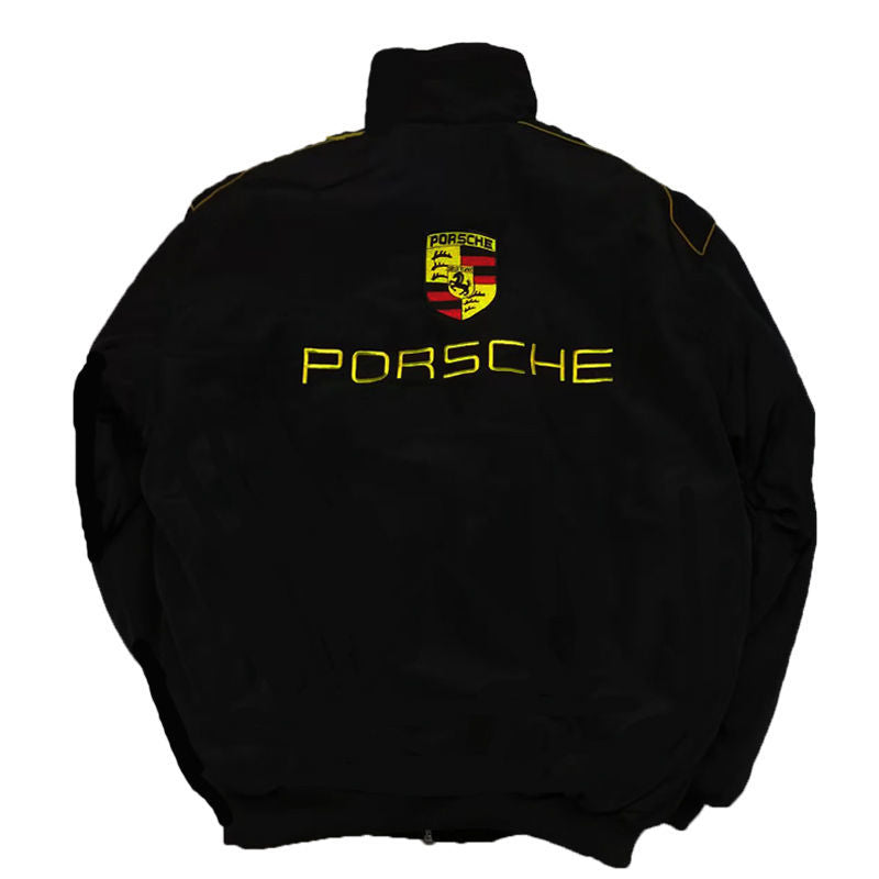 Unisex Adults F1 Team Racing Porsche Jacket Black Embroidery