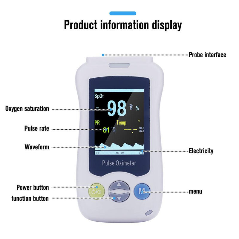 Yongrow Handheld Pulse Oximeter Rechargeable Portable Handheld Pulse Oximeter For Adult Infant Newborn Neonatal Child Baby Kids