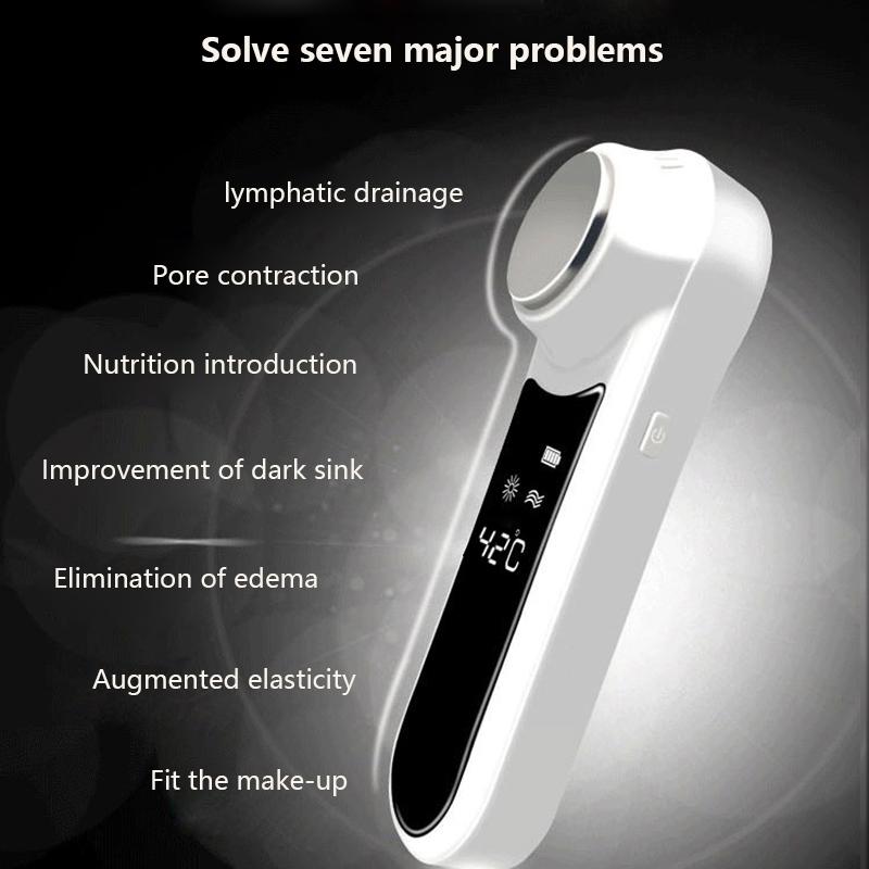 Ultrasonic Cryotherapy Hot Cold Hammer Face Lifting Skin Rejuvenation Facial Massager Ultrasound Firming Face Fast Shrink Pore