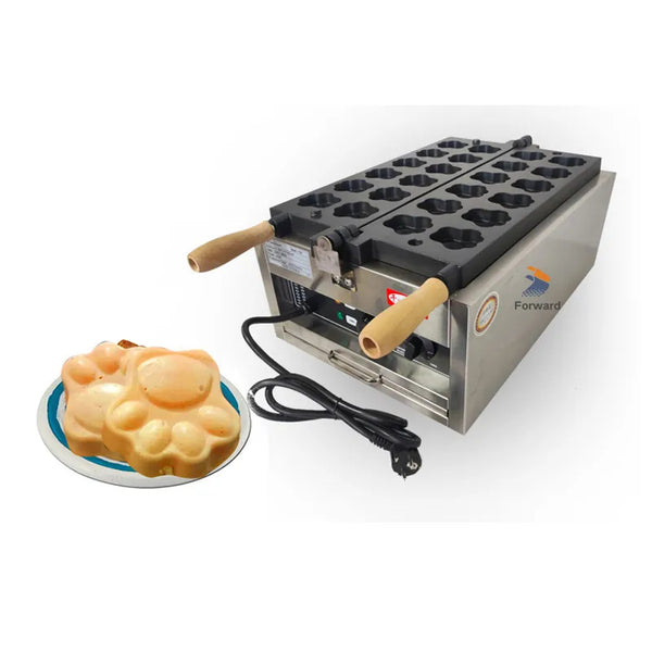 12pcs Two Rows Commercial Lovely Dog Cat Paw Shaped Waffle Maker Electric Cartoon Tiger Paw Egg Puff Waffle Iron Machine