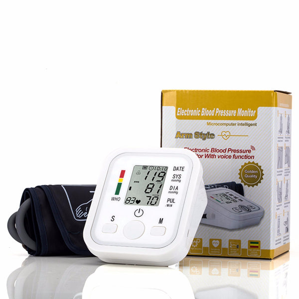 Monitor de presión arterial de brazo automático digital BP Pulso Medidor de calibramiento de pulsos Electronic Sphygmomanómetro Tonómetro
