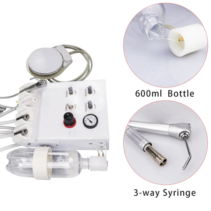 Dental Turbine Unit Portable Work With Weak Suction Dental Equipment Air Unit 2 Handpiece Tubes 3 Way Syringe Teeth Whitening