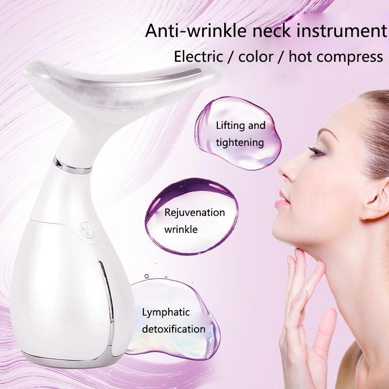 Neck Skin Care Beauty Instrument LED Photon Vibration Neck Lifting Skin Tighten Anti Wrinkle Remove Massager Device