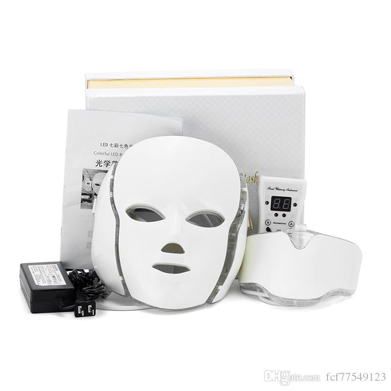 LED Photon Therapy Beauty Machine Skin Rejuvenation LED Facial Neck Mask With 7 Colors Microcurrent For Wrinkle Acne Removal face beauty