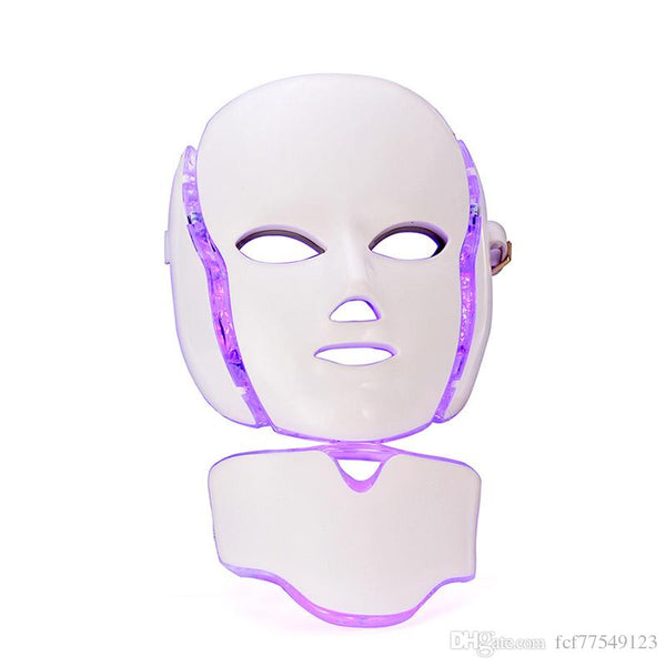 Mesin Kecantikan Terapi Foton LED Peremajaan Kulit Masker Leher Wajah LED dengan 7 Warna Arus Mikro untuk Menghilangkan Jerawat Kerut Kecantikan Wajah
