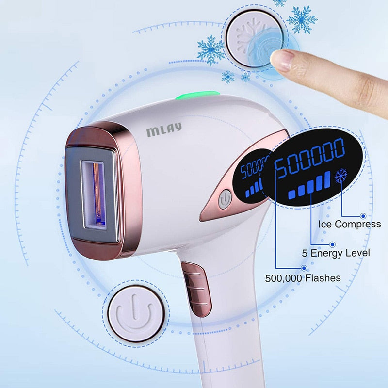 MLAY T4 Laser Hair Removal Device ICE Cold IPL Epilation 500000 Flashes IPL Painless Permanent Hair Removal
