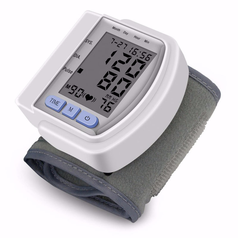 Портативний домашній цифровий монітор артеріального тиску на зап'ясті тестер серцебиття з РК-дисплеєм