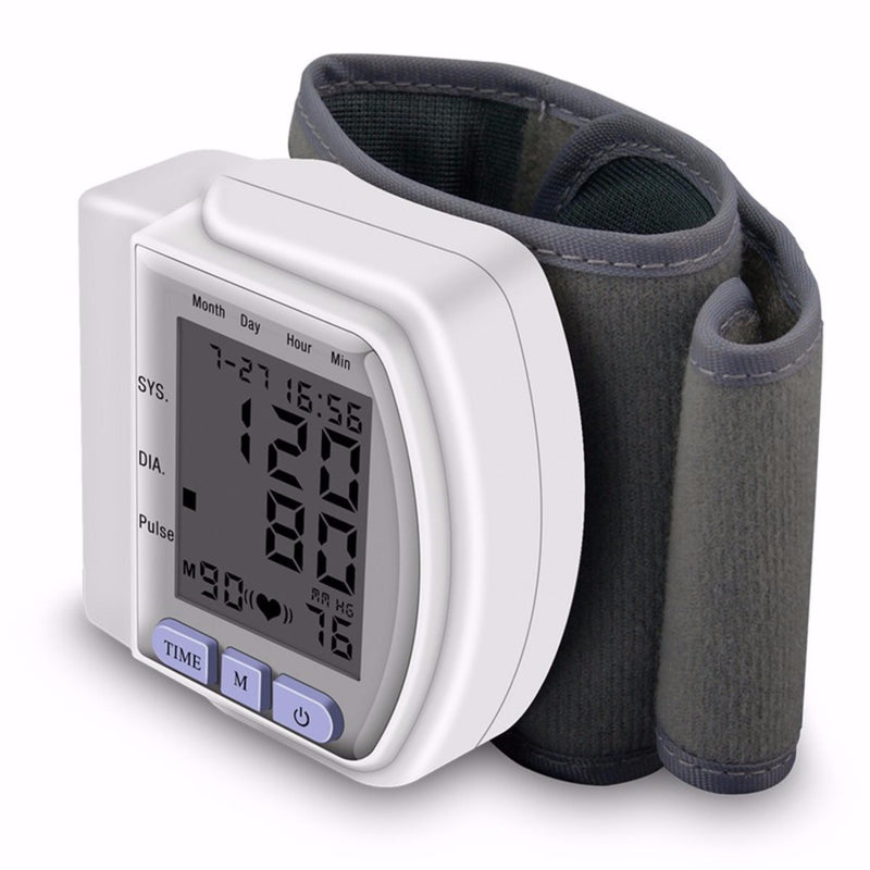 Portable Home Digital Wrist Blood Pressure Monitor gauge tester heart beat meter with LCD Display
